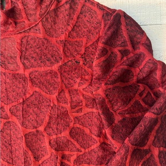 Red Patterned Women's Top - Picture 3 of 5